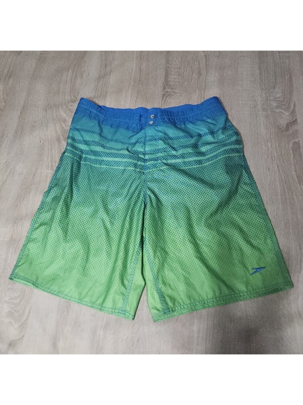 Speedo Mens Size L Board Short Swim Trunks Lined Blue Green Pockets